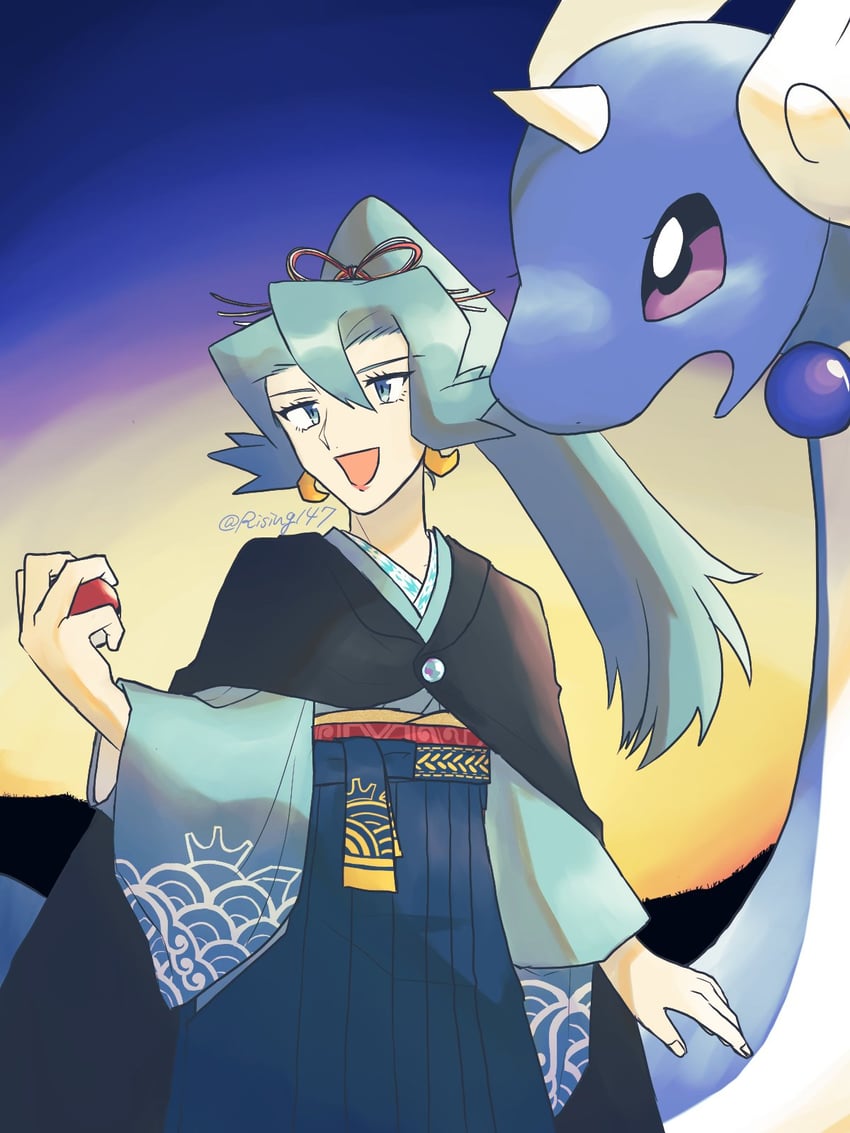 dragonair and clair (pokemon and 1 more) drawn by rising147