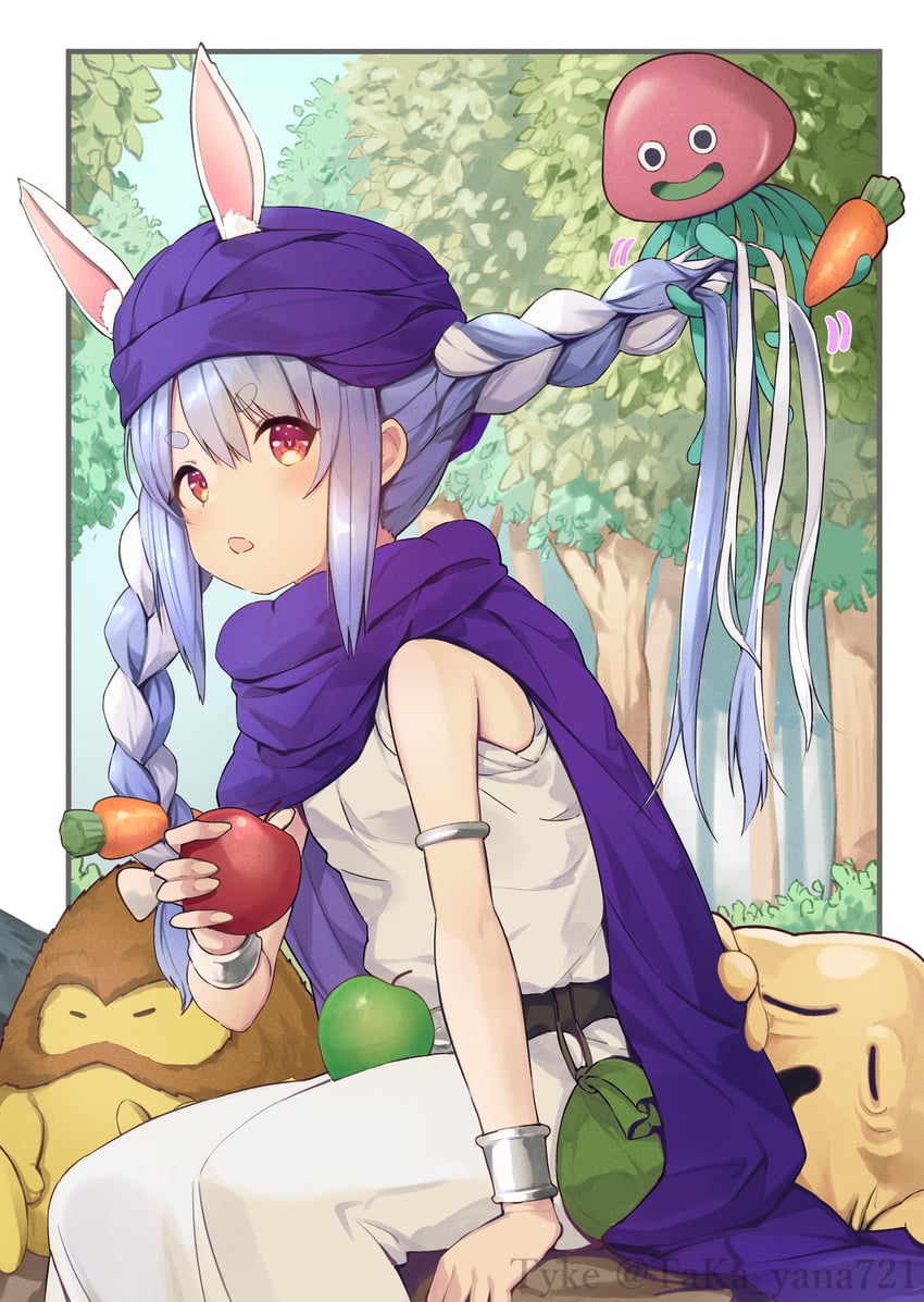 usada pekora, hero, brownie, and cureslime (hololive and 2 more) drawn by taka.yana
