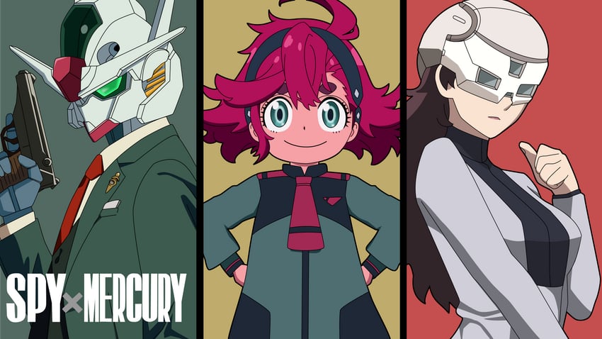 yor briar, suletta mercury, anya, twilight, gundam aerial, and 1 more (gundam and 2 more) drawn by reprilo_channel