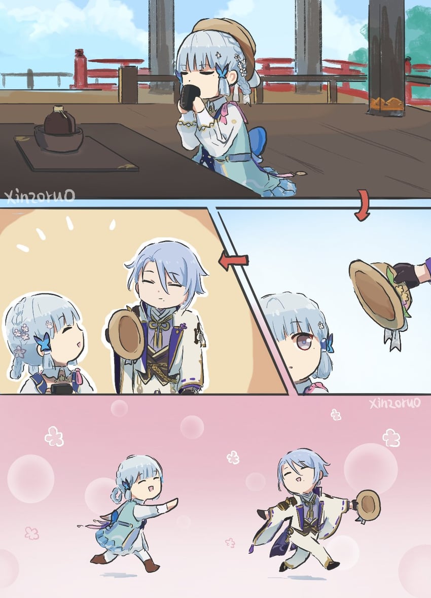 kamisato ayaka and kamisato ayato (genshin impact) drawn by xinzoruo