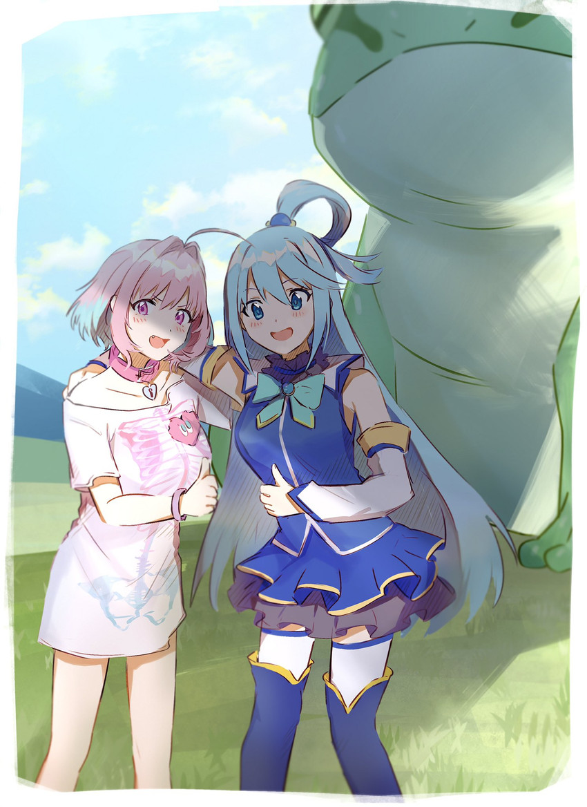 aqua and yumemi riamu (idolmaster and 2 more) drawn by hamachamu