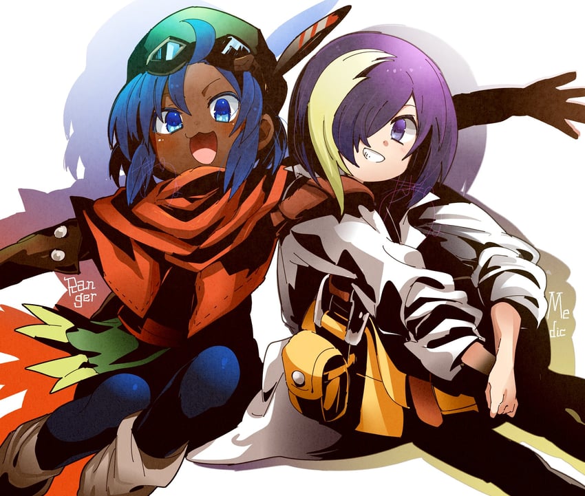 medic, ranger, medic 5, and ranger 5 (sekaiju no meikyuu and 1 more) drawn by chicken_curry
