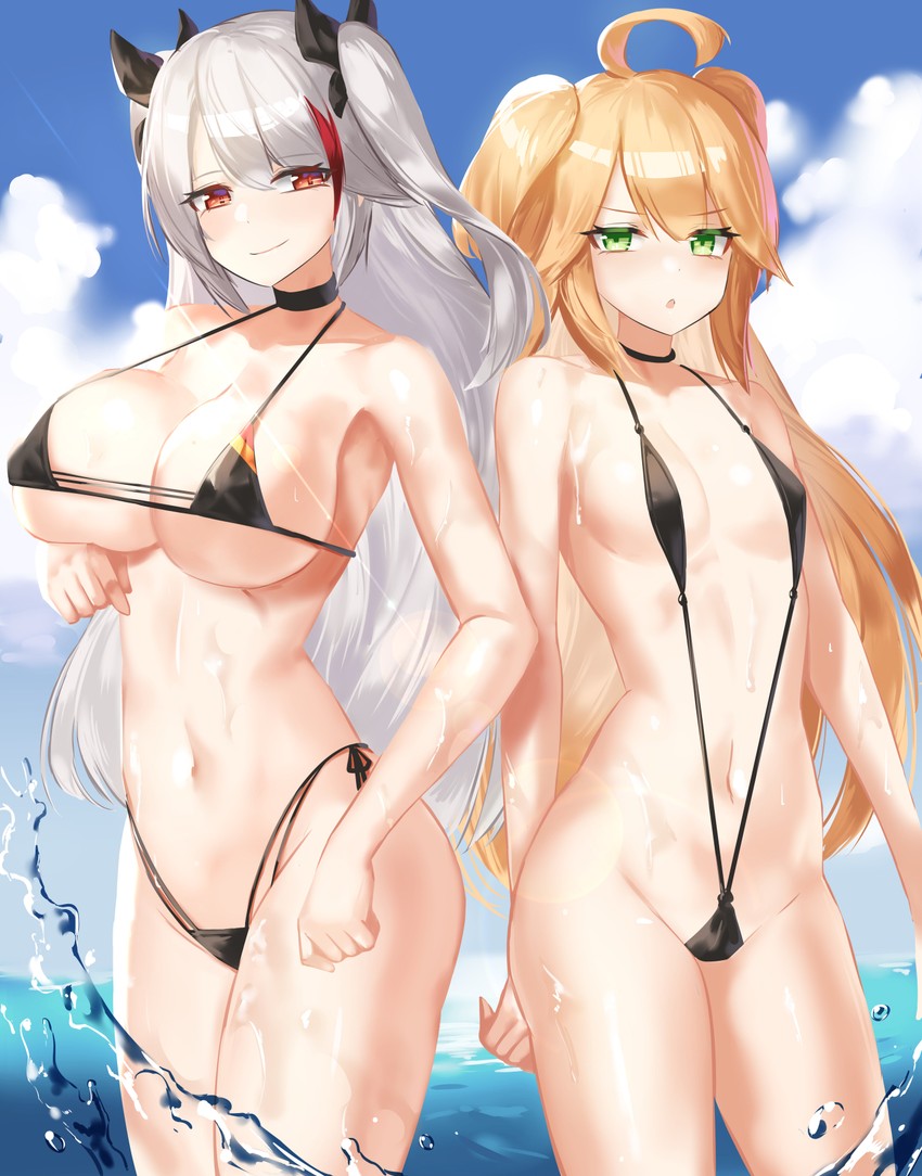 prinz eugen and admiral hipper (azur lane) drawn by moroes