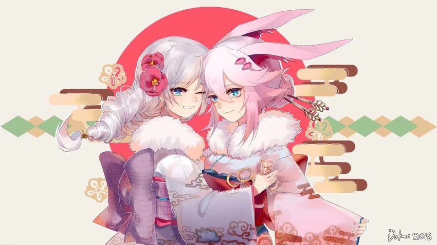 yae sakura and kallen kaslana (honkai and 1 more) drawn by dokun7