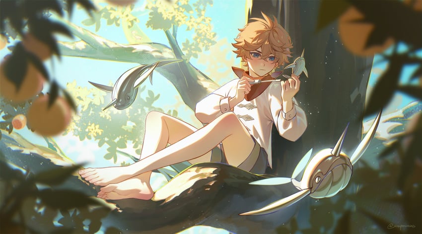 tartaglia (genshin impact) drawn by weyowang