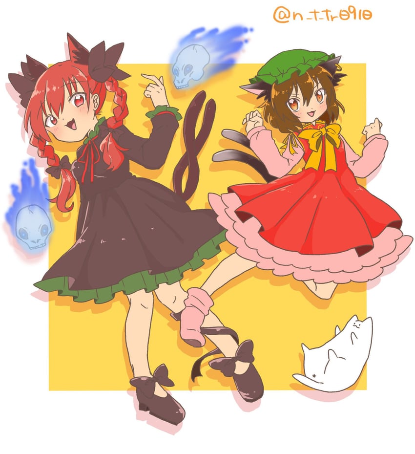 kaenbyou rin and chen (touhou) drawn by n_t_tr0910