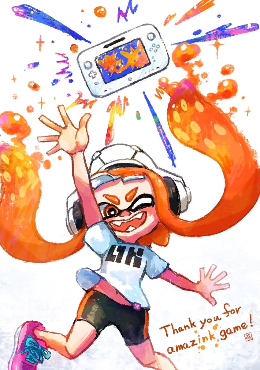 inkling player character, inkling girl, and kaori (splatoon and 1 more) drawn by maki_splakugaki