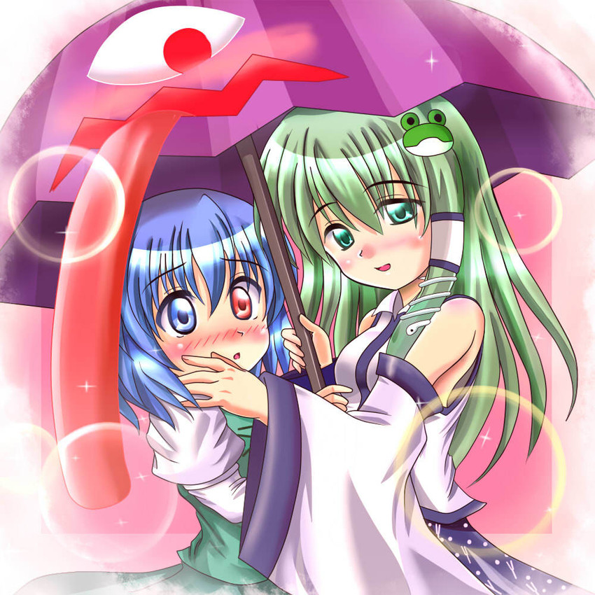 kochiya sanae and tatara kogasa (touhou) drawn by kazamidori_(sleeping_clock)