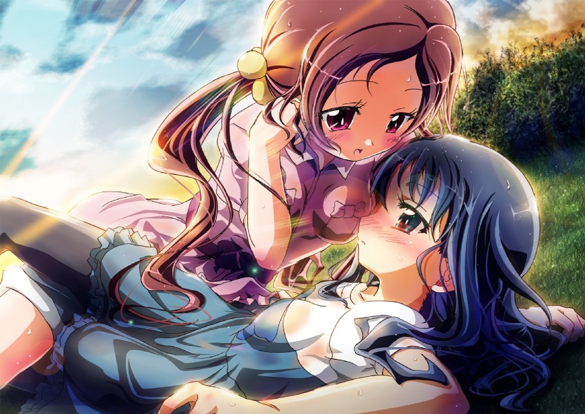 kurumi erika and hanasaki tsubomi (precure and 1 more) drawn by inoshishi_(ikatomo)