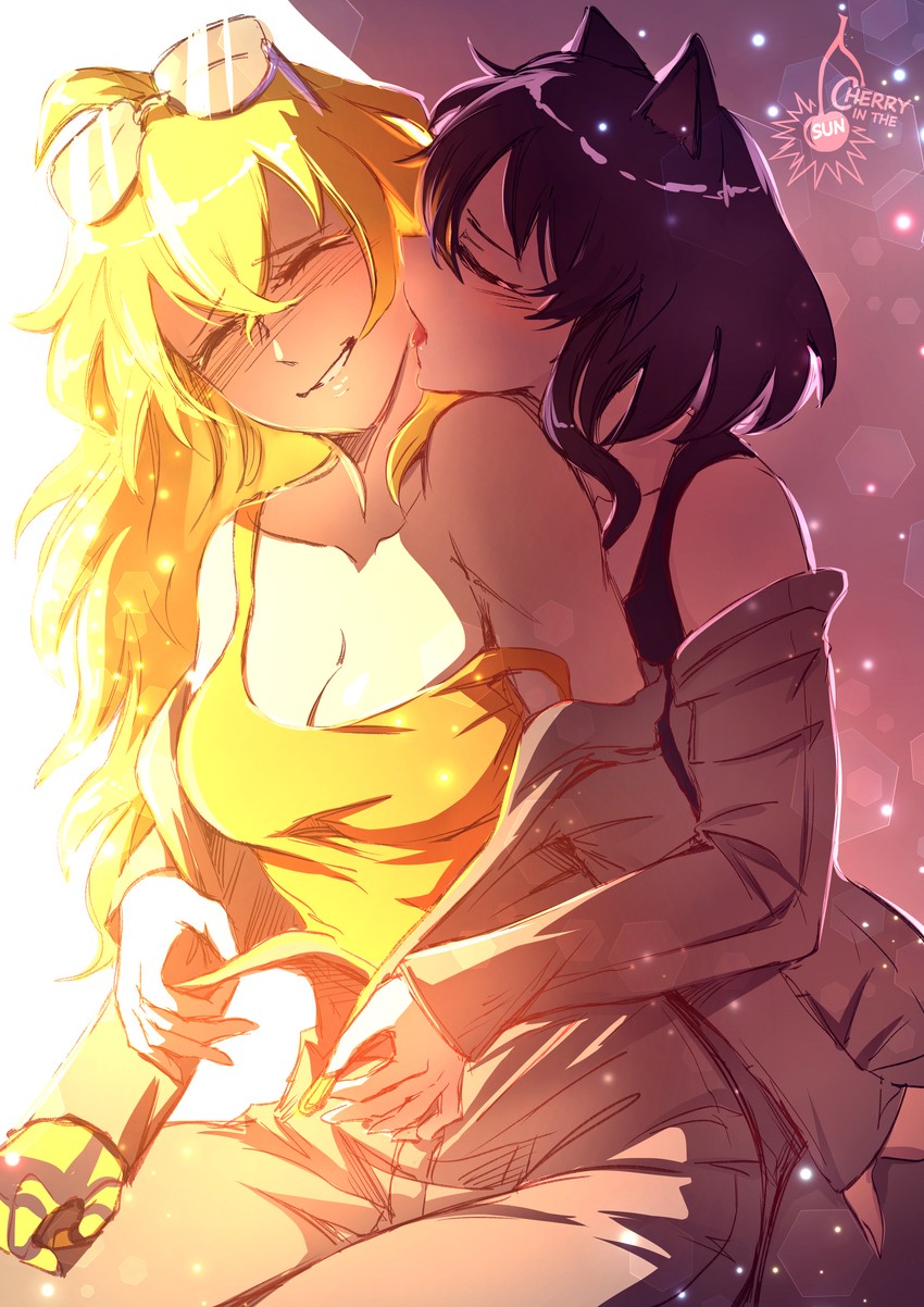 yang xiao long and blake belladonna (rwby) drawn by cherry_in_the_sun