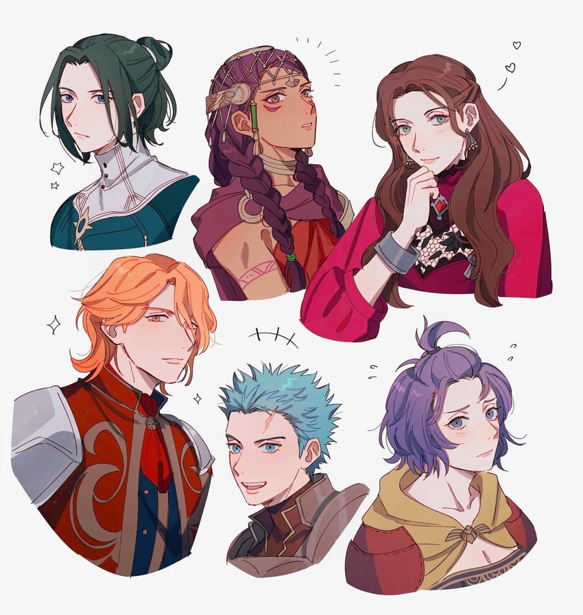 dorothea arnault, bernadetta von varley, petra macneary, ferdinand von aegir, linhardt von hevring, and 1 more (fire emblem and 2 more) drawn by seirorath