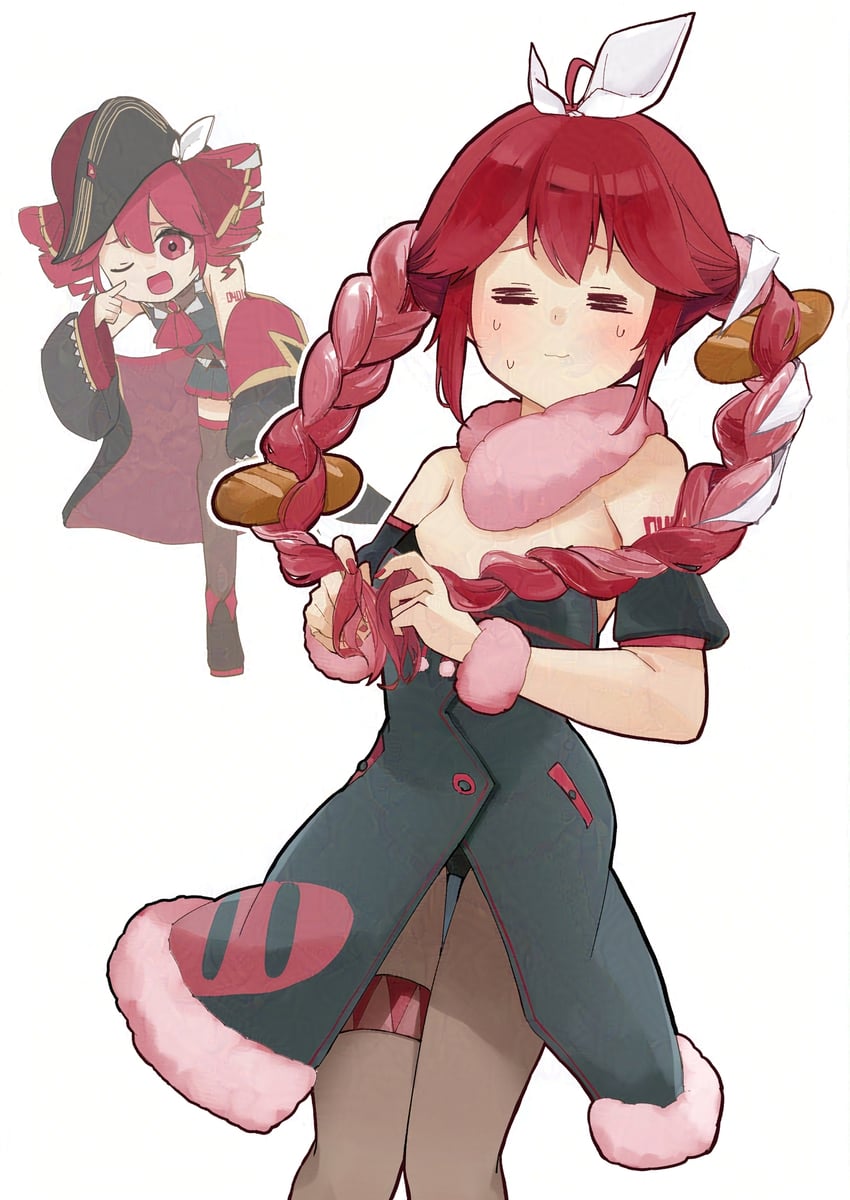 houshou marine, kasane teto, and usada pekora (hololive and 2 more) drawn by change_id_later