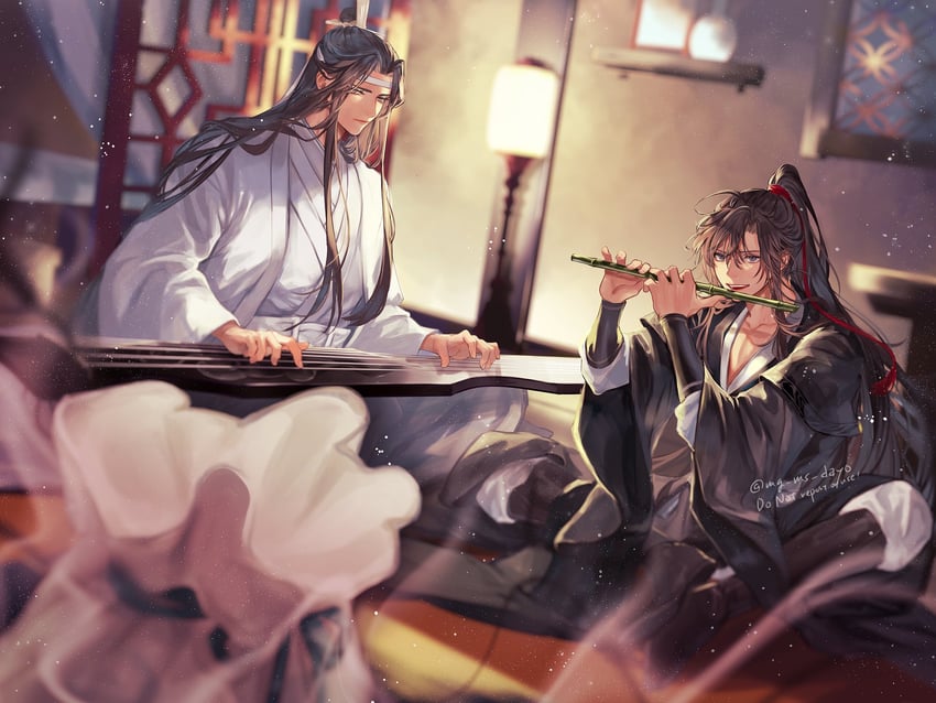 wei wuxian and lan wangji (modao zushi) drawn by mg_ms_dayo