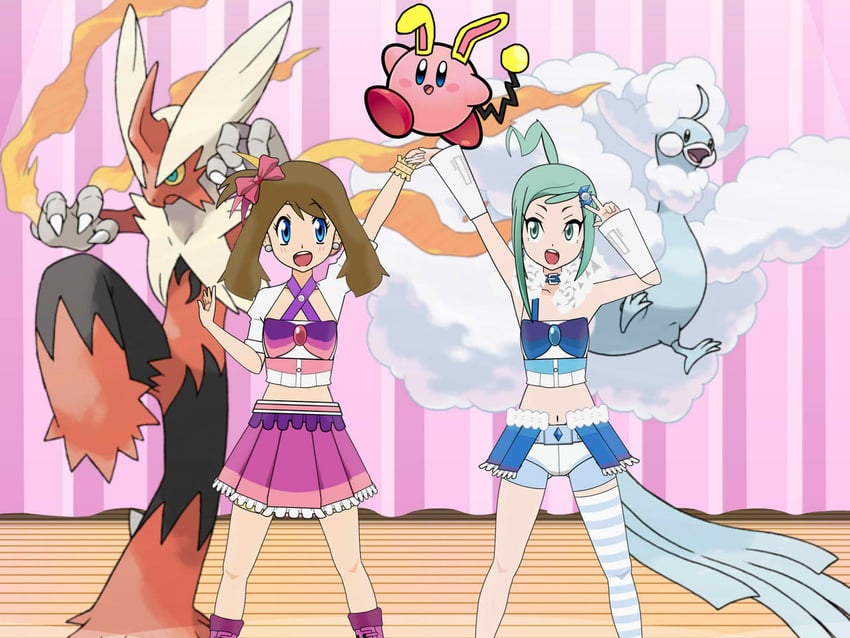 kirby, may, altaria, blaziken, lisia, and 3 more (pokemon and 3 more)