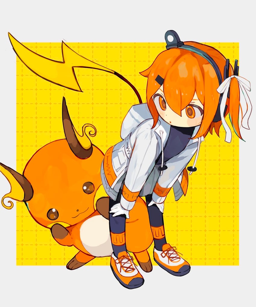 adachi rei and raichu (pokemon and 2 more) drawn by s1ho_(ukiy0u0)