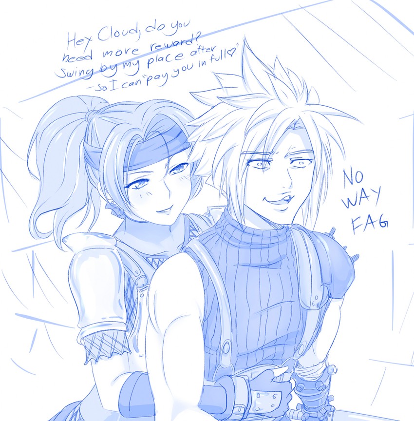 cloud strife and jessie rasberry (final fantasy and 2 more) drawn by viperxtr
