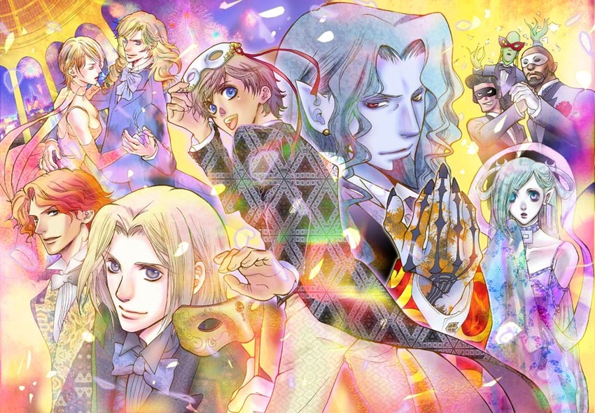 count of monte cristo, haydee, albert de morcerf, franz d'epinay, eugenie danglars, and 5 more (gankutsuou) drawn by mikuni