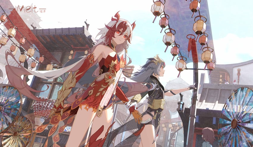 fu hua, herrscher of sentience, and jingwei (honkai and 1 more) drawn by meirong