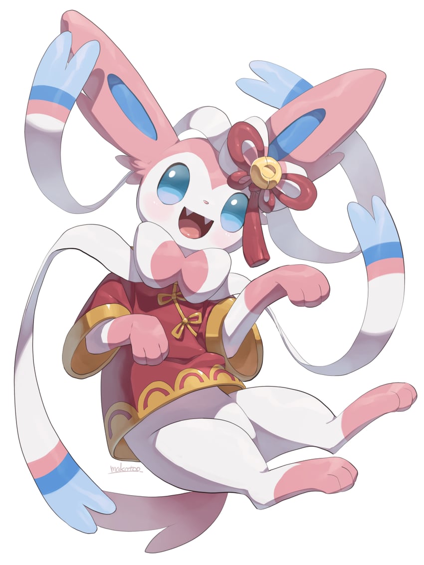sylveon (pokemon and 1 more) drawn by makoto_ikemu