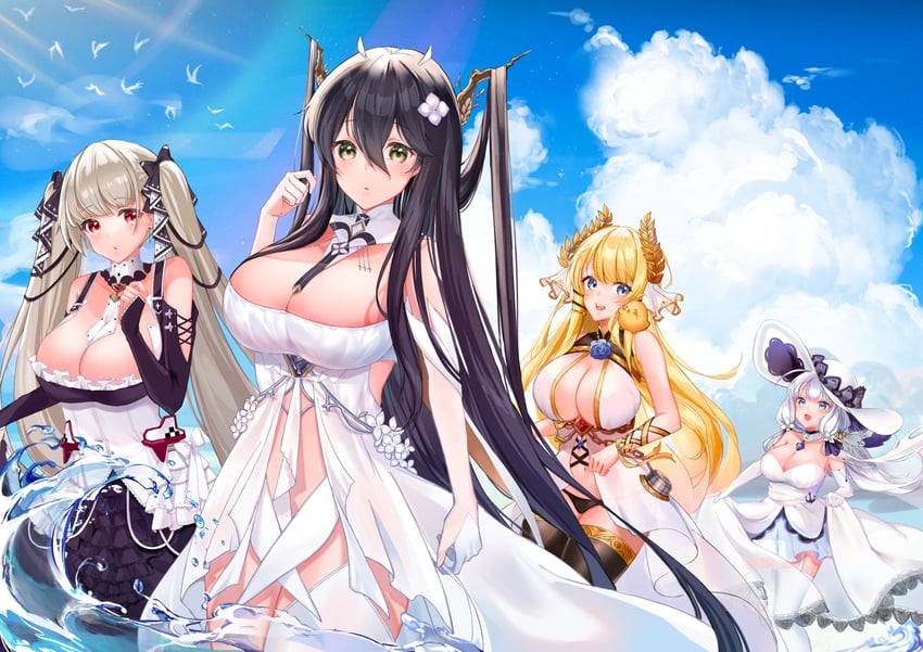 manjuu, formidable, illustrious, indomitable, and victorious (azur lane) drawn by hibi_(hibi_1516)