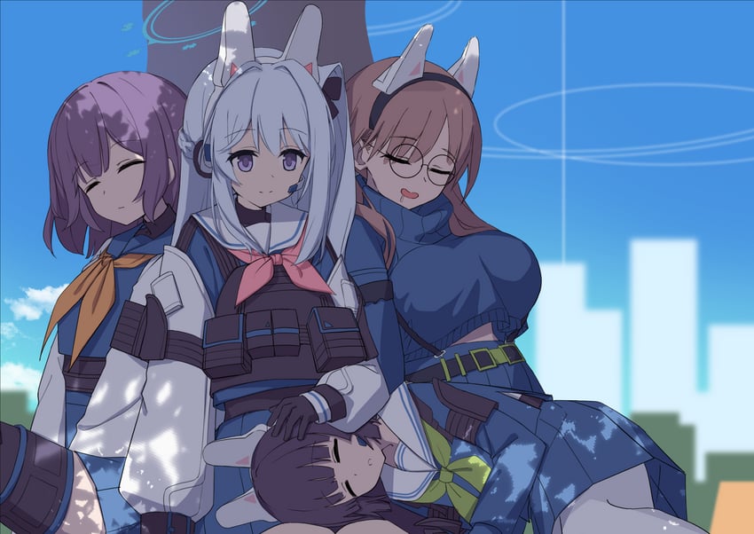 miyu, miyako, saki, and moe (blue archive) drawn by dice_choco
