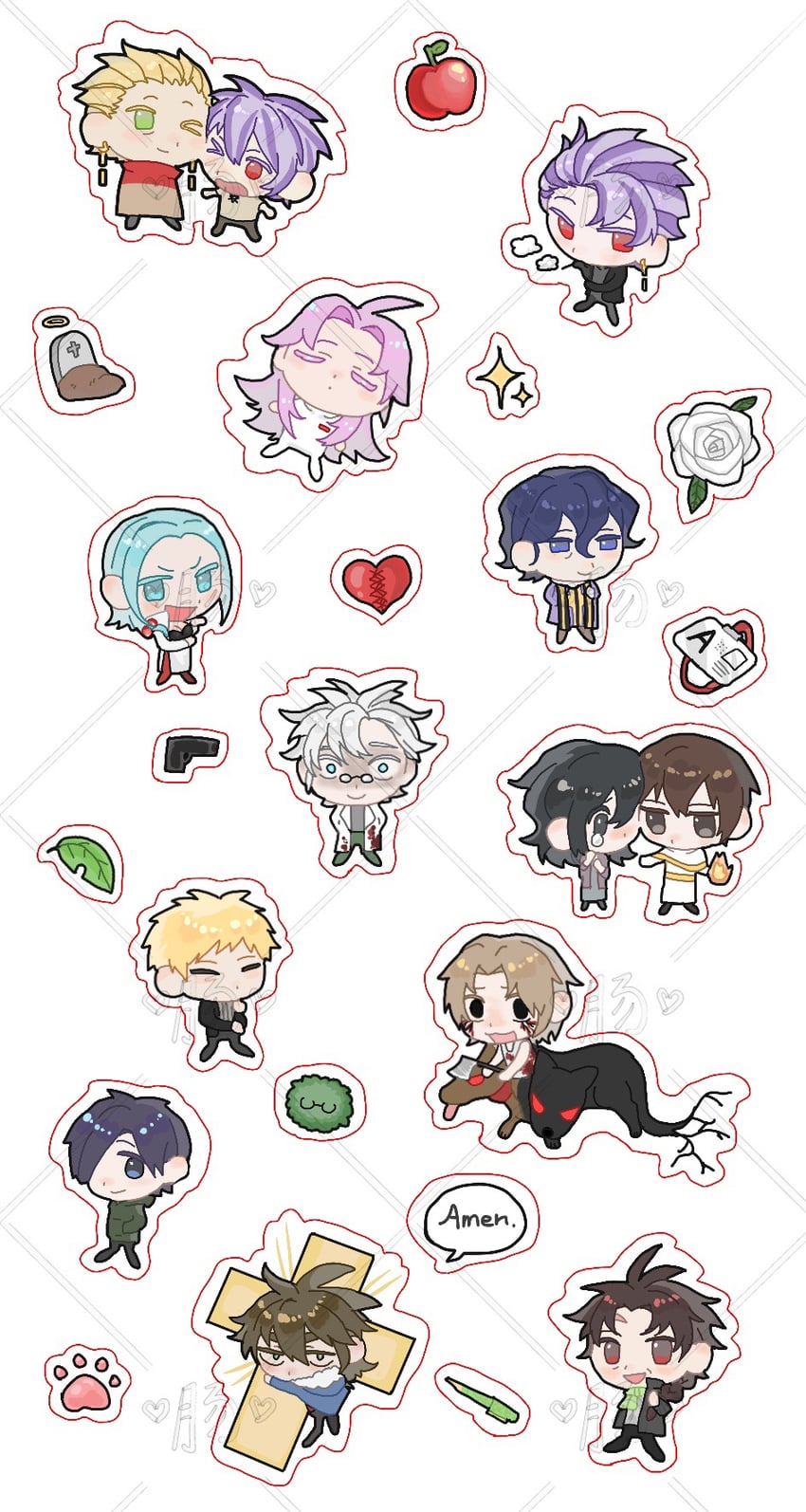 hatsutori hajime, utsugi noriyuki, atou haruki, harada minoru, isoi reiji, and 9 more (saibou shinkyoku) drawn by mrkkaochang