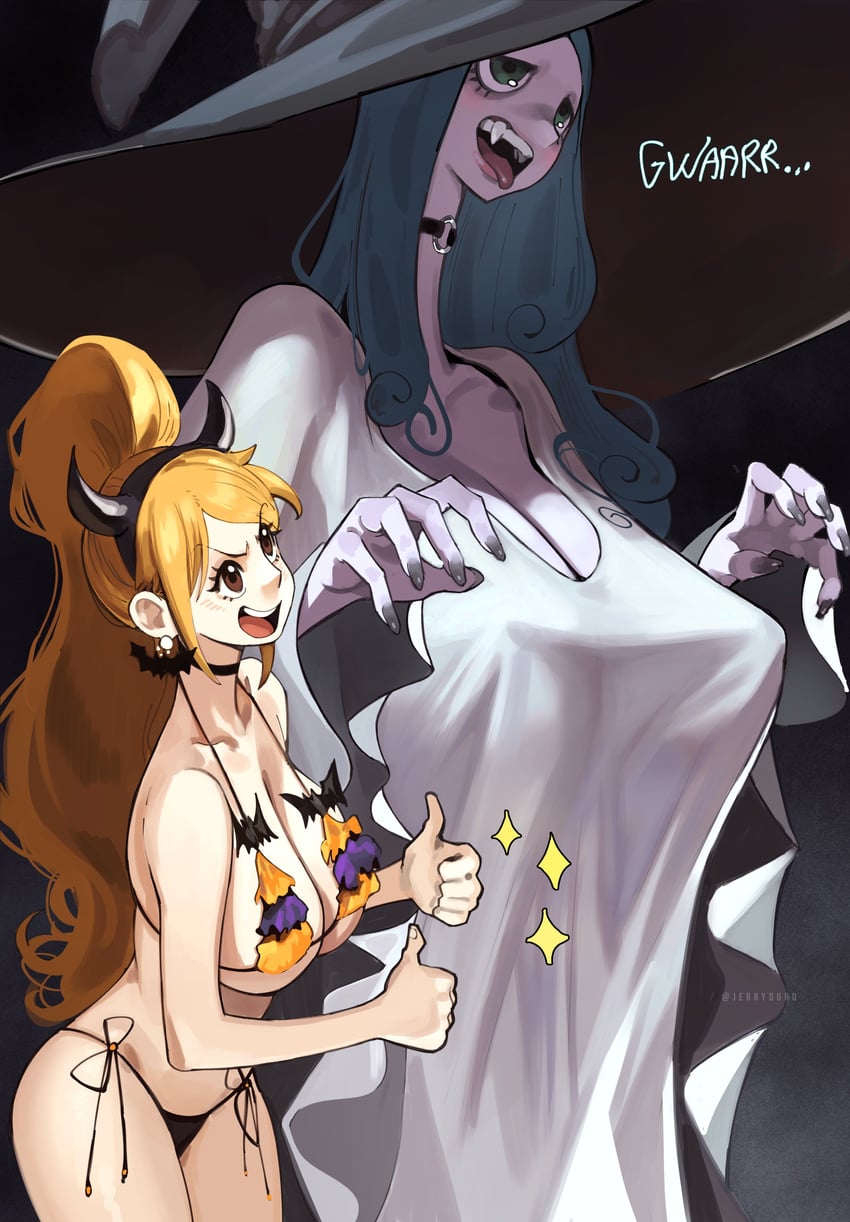 nami and charlotte amande (one piece) drawn by joy_boy_(jerrydurd)
