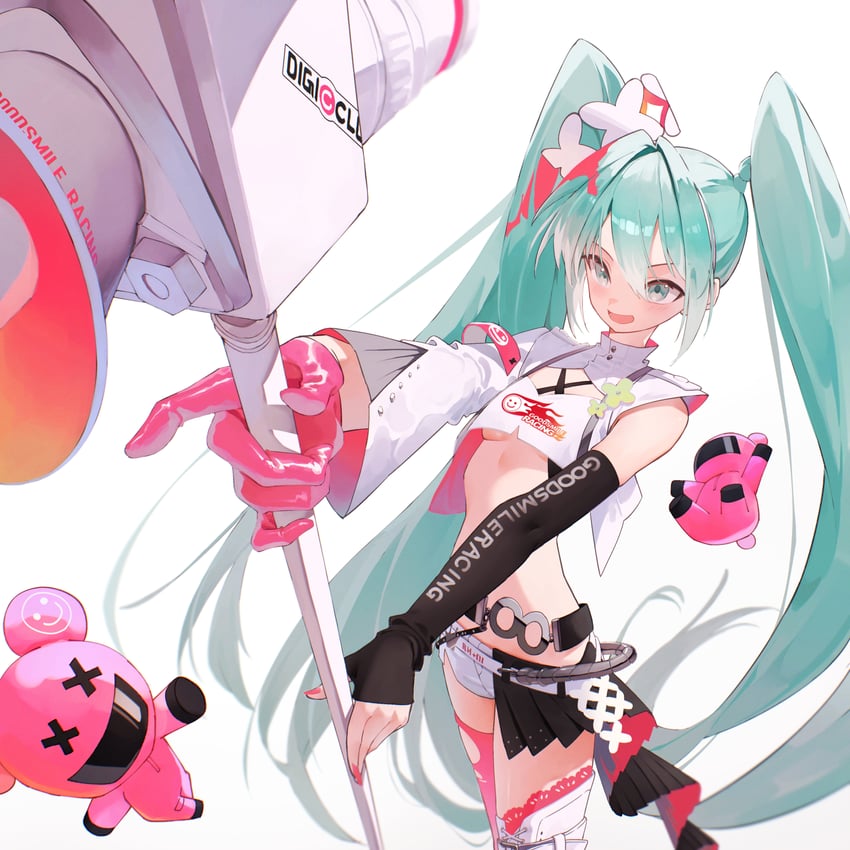 hatsune miku and racing miku (vocaloid and 1 more) drawn by 200f_(nifu)