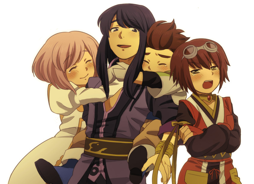 yuri lowell, estellise sidos heurassein, rita mordio, and karol capel (tales of and 1 more) drawn by gyoniku21