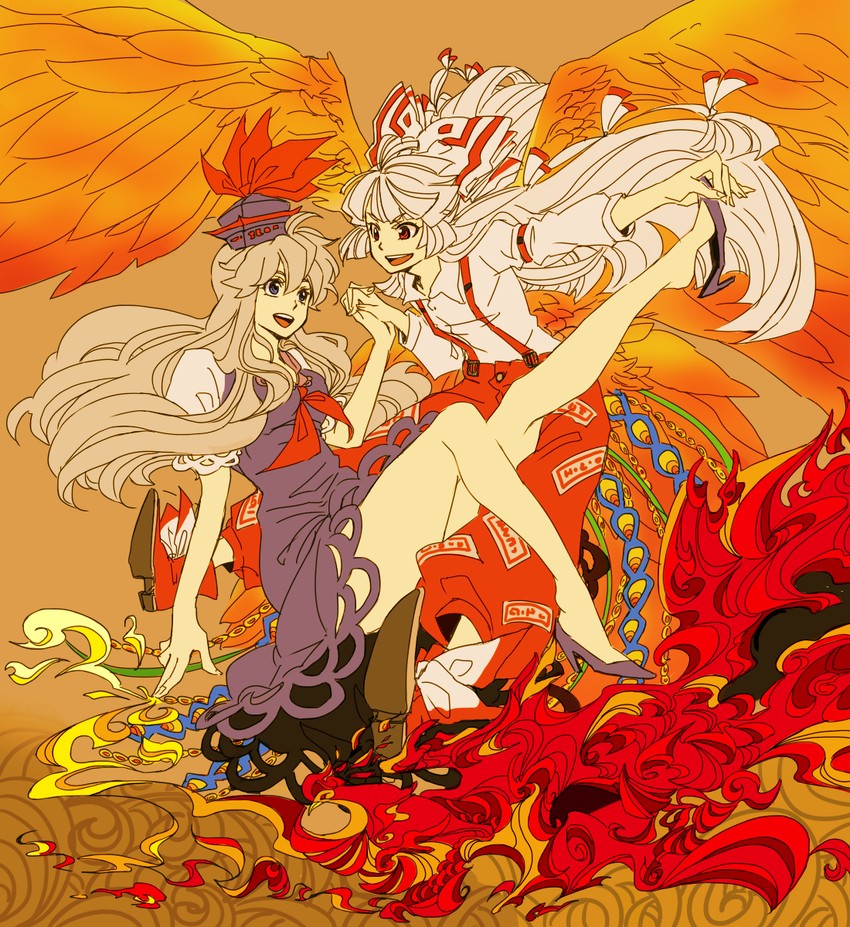 fujiwara no mokou and kamishirasawa keine (touhou) drawn by koyata
