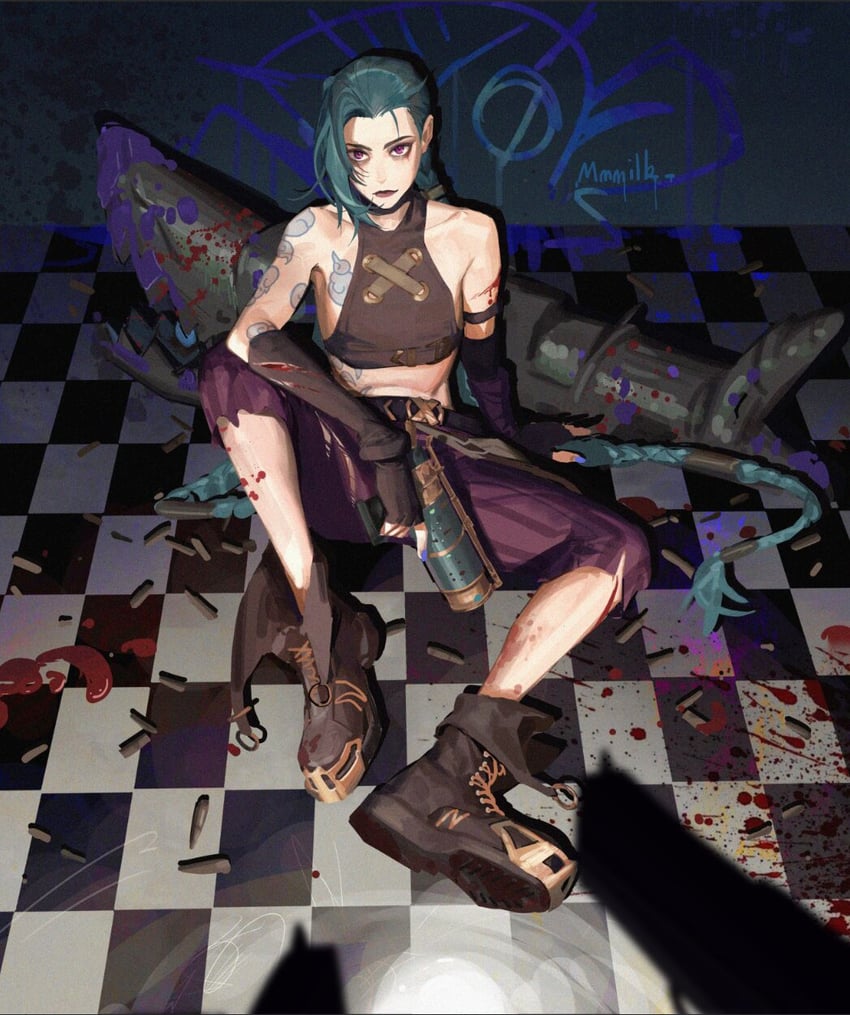 jinx and arcane jinx (league of legends and 1 more) drawn by mmmilk