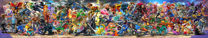 link, inkling player character, pikachu, princess zelda, inkling girl, and 93 more (pokemon and 73 more) drawn by nakano_yusuke