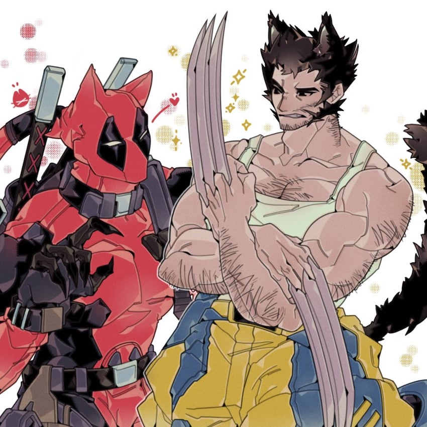 wolverine and deadpool (marvel and 4 more) drawn by dotori_012