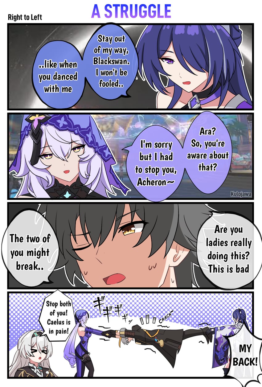 trailblazer, firefly, acheron, caelus, and black swan (honkai and 1 more) drawn by kulojawa