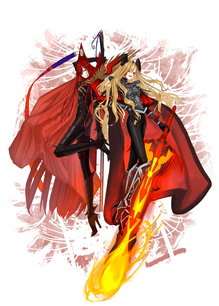 nero claudius, oda nobunaga, and queen draco (fate and 1 more) drawn by hiyoko_no_tamago