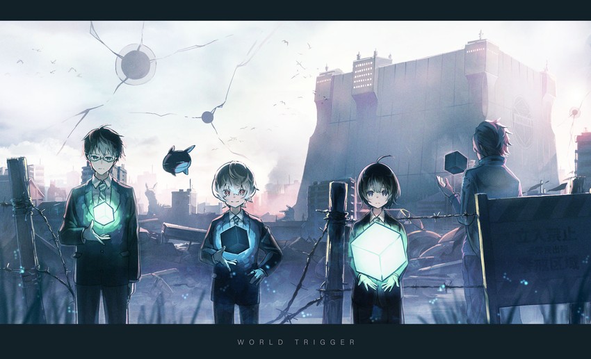 amatori chika, kuga yuuma, jin yuuichi, mikumo osamu, and replica (world trigger) drawn by age_nasuo