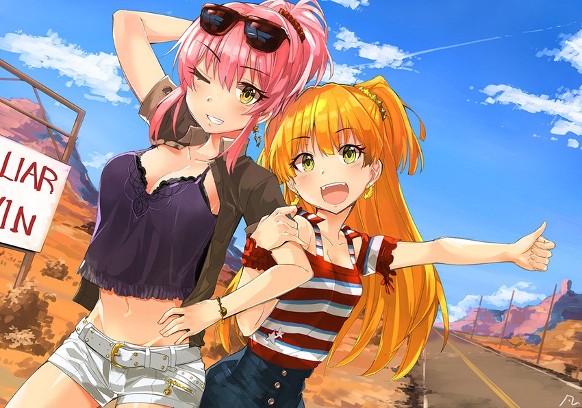 jougasaki mika and jougasaki rika (idolmaster and 1 more) drawn by yanngoto