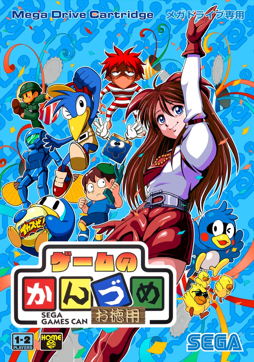 flicky, game no kanzume girl, teddy boy, programmer, penguin, and 3 more (sega and 9 more) drawn by matsushita_8bit