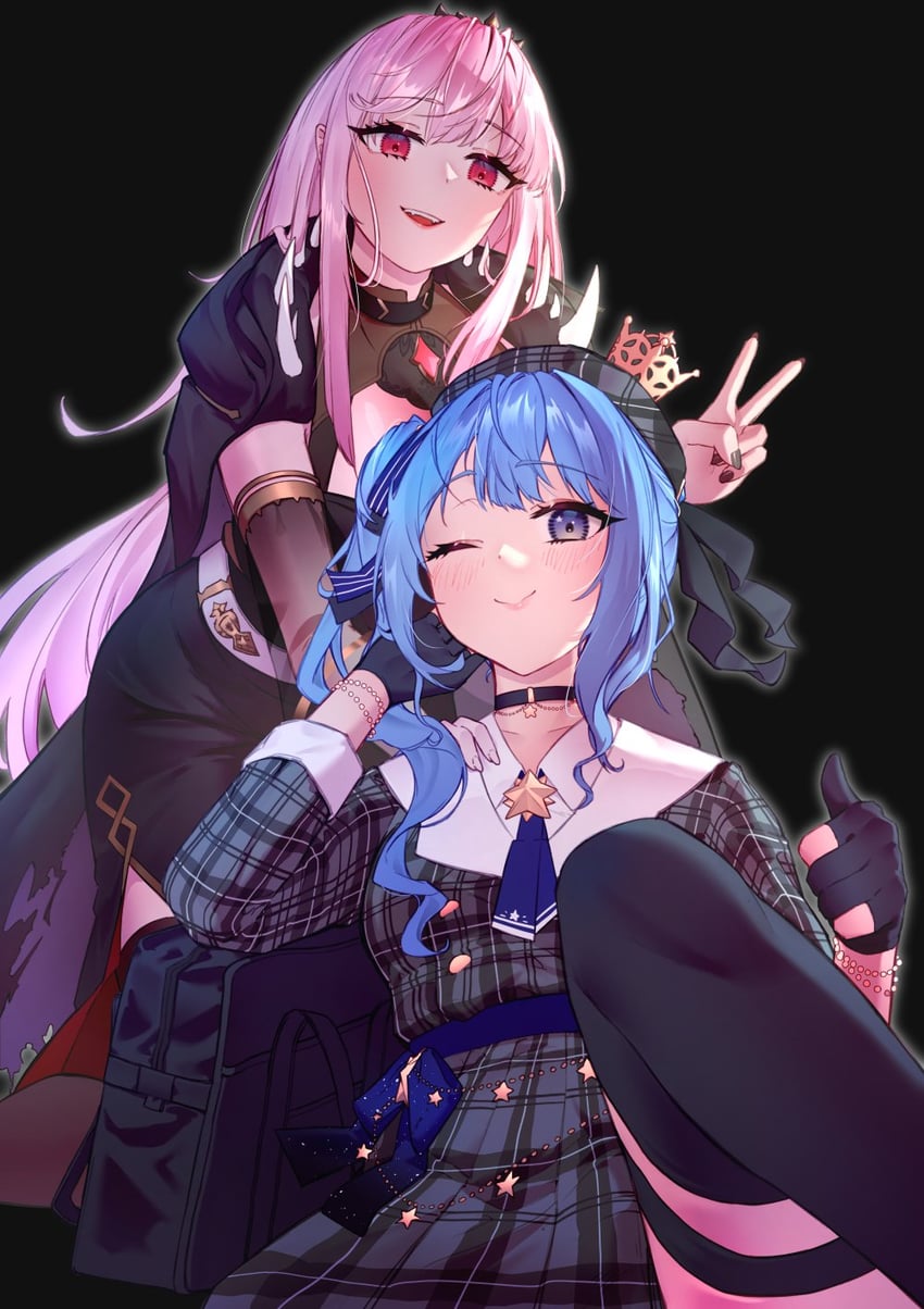 hoshimachi suisei and mori calliope (hololive and 1 more) drawn by linkuan