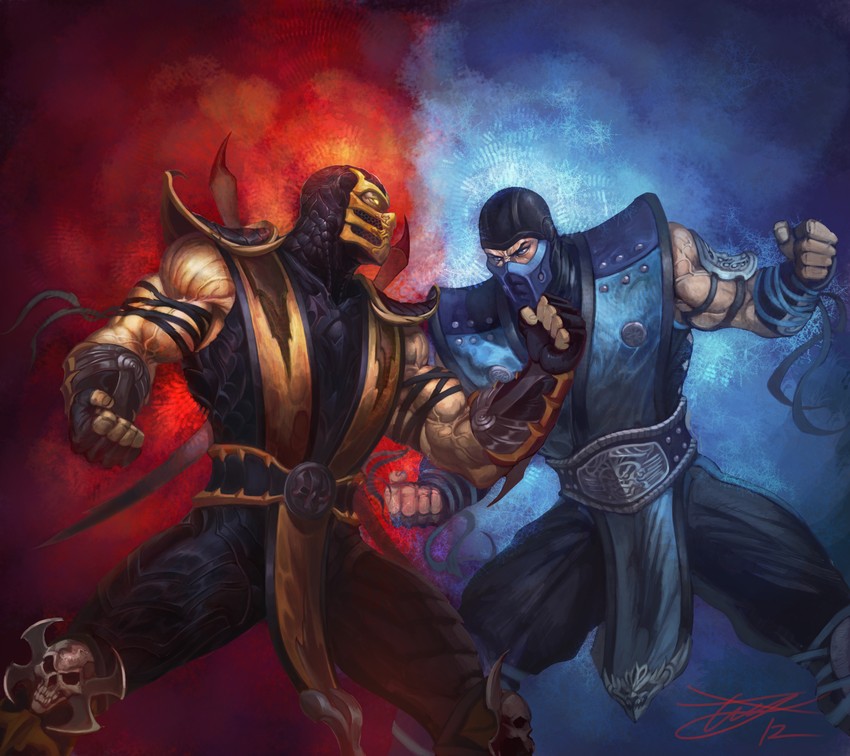 scorpion, sub-zero, hanzo hasashi, and kuai liang (mortal kombat and 1 more) drawn by heewon_lee