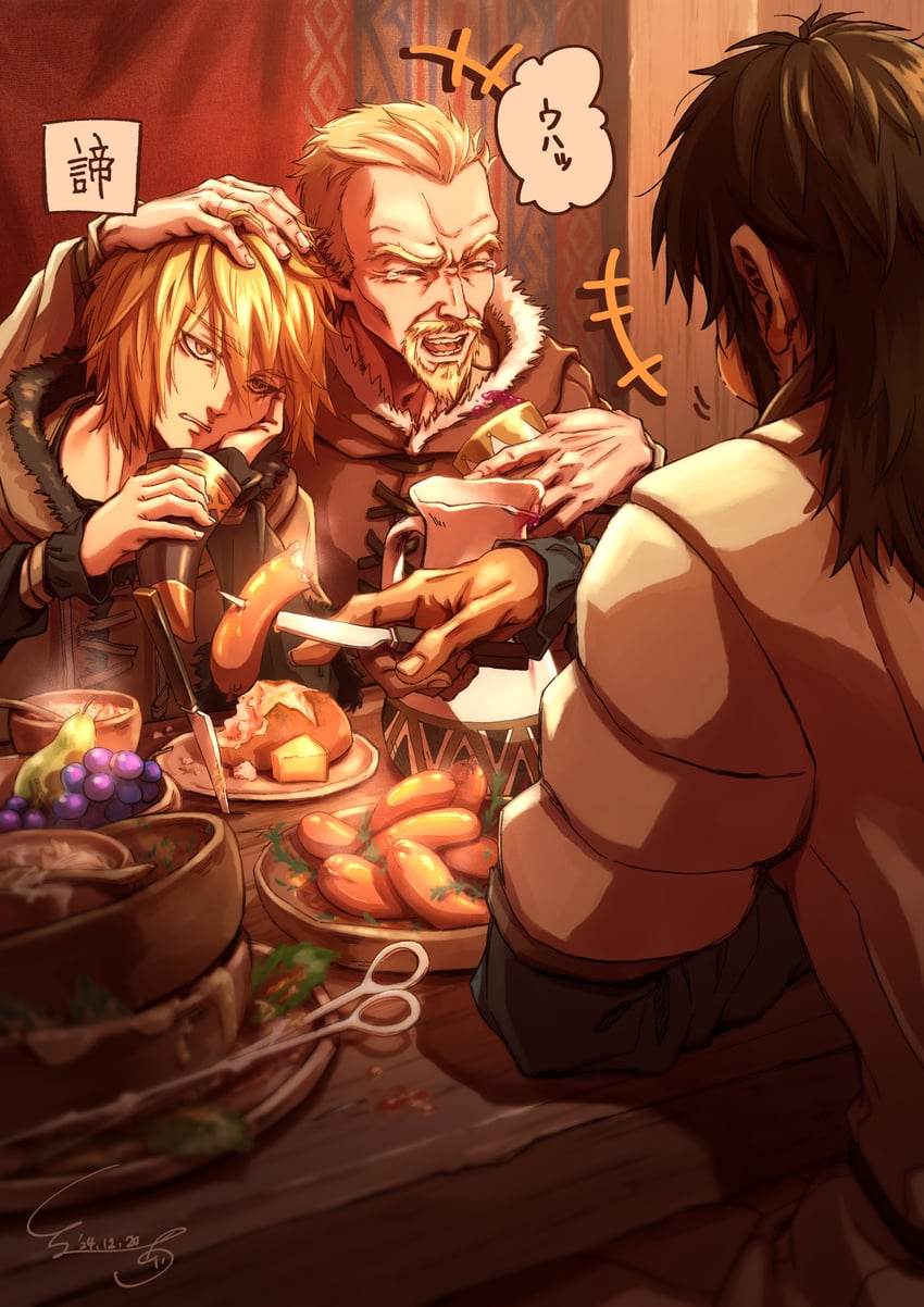 thorfinn, askeladd, and bjorn (vinland saga) drawn by shirube_akashi