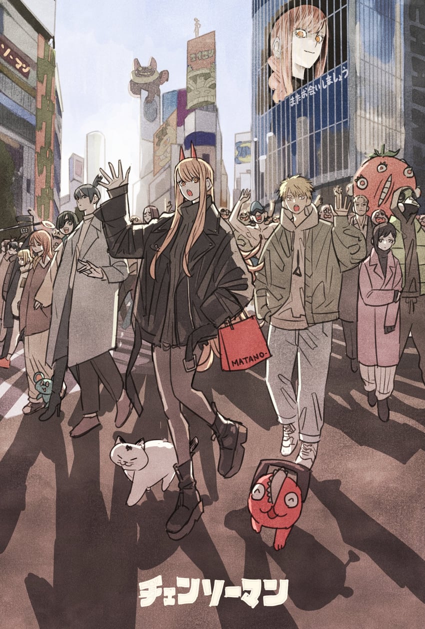 makima, power, denji, reze, higashiyama kobeni, and 18 more (chainsaw man) drawn by takeuchi_ryousuke