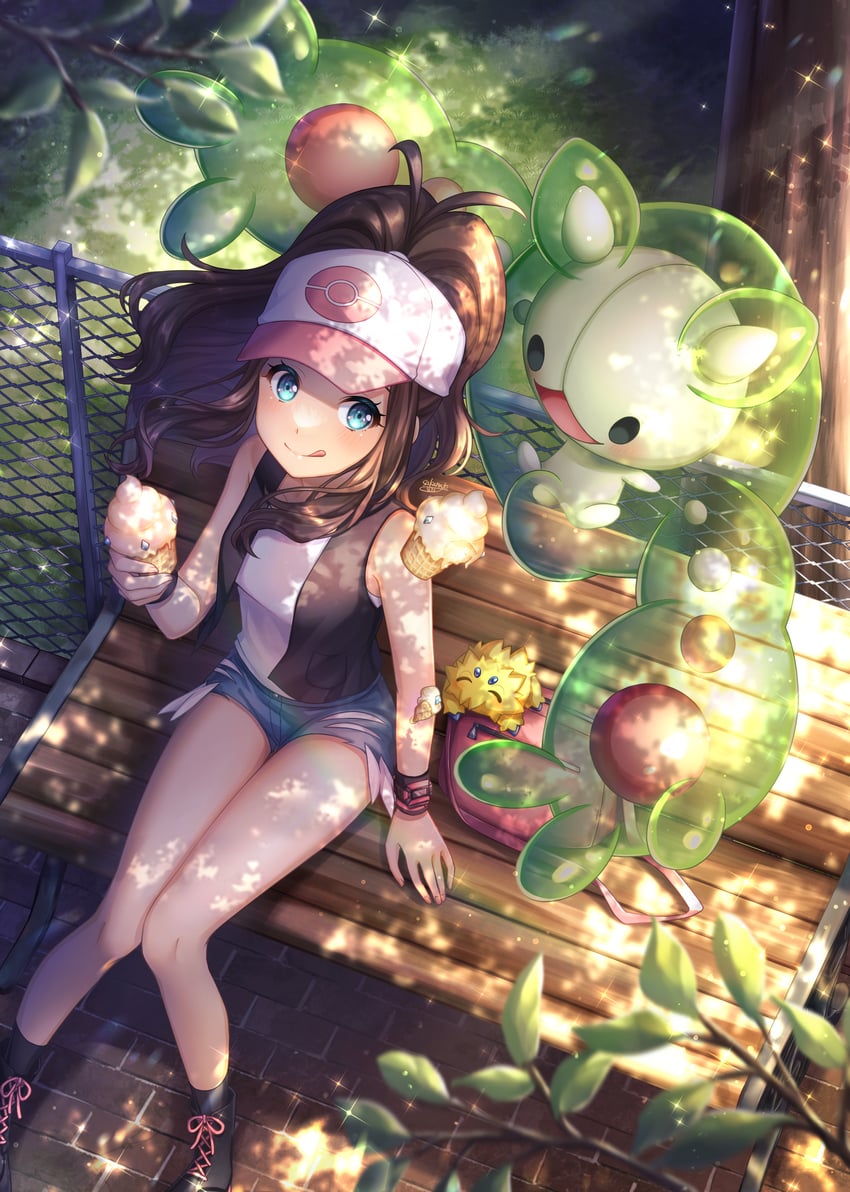 hilda, joltik, and reuniclus (pokemon and 1 more) drawn by wakame1441