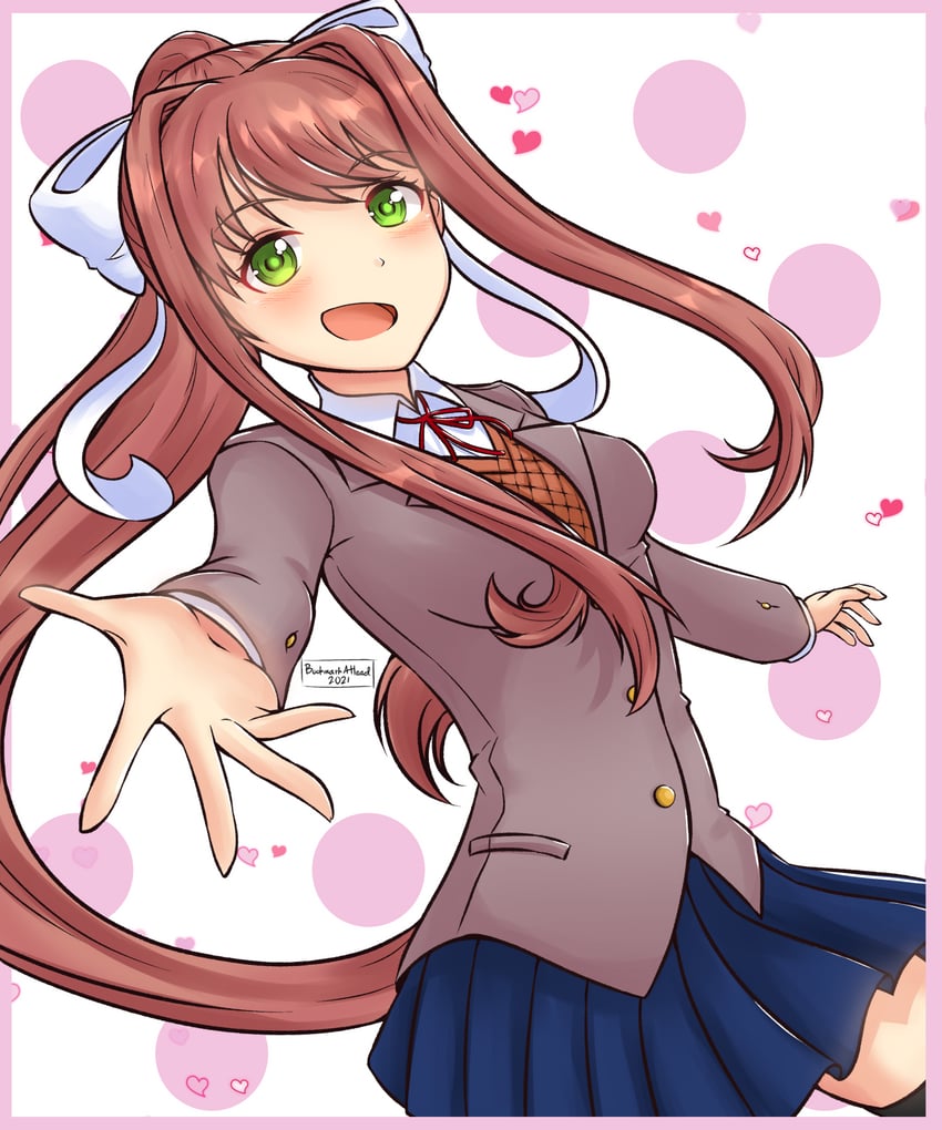 monika (doki doki literature club) drawn by minzzway