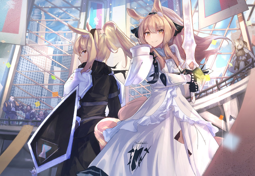 nearl, blemishine, whislash, kowal, marcin, and 1 more (arknights) drawn by penguin4
