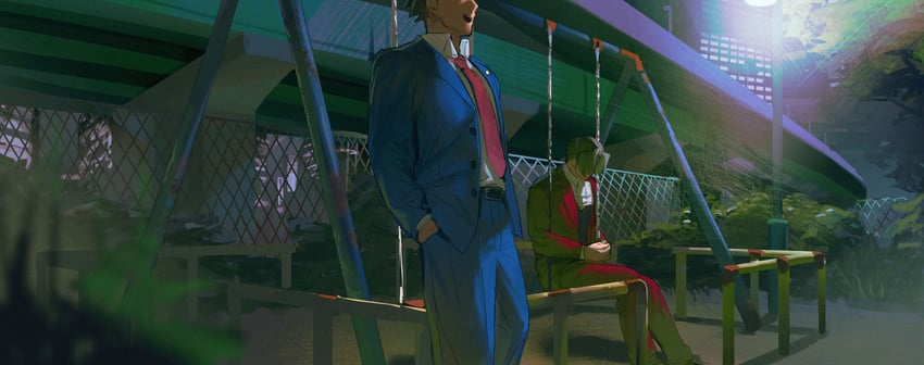 phoenix wright and miles edgeworth (ace attorney) drawn by kalappo_empty