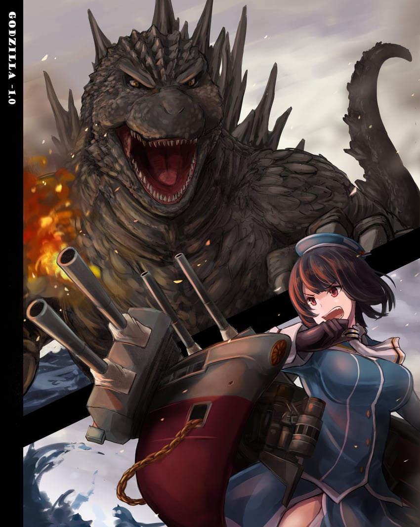 takao and godzilla (kantai collection and 2 more) drawn by mizuchi_(mizuchi7118)