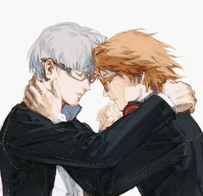 narukami yu and hanamura yousuke (persona and 1 more) drawn by creamyghost