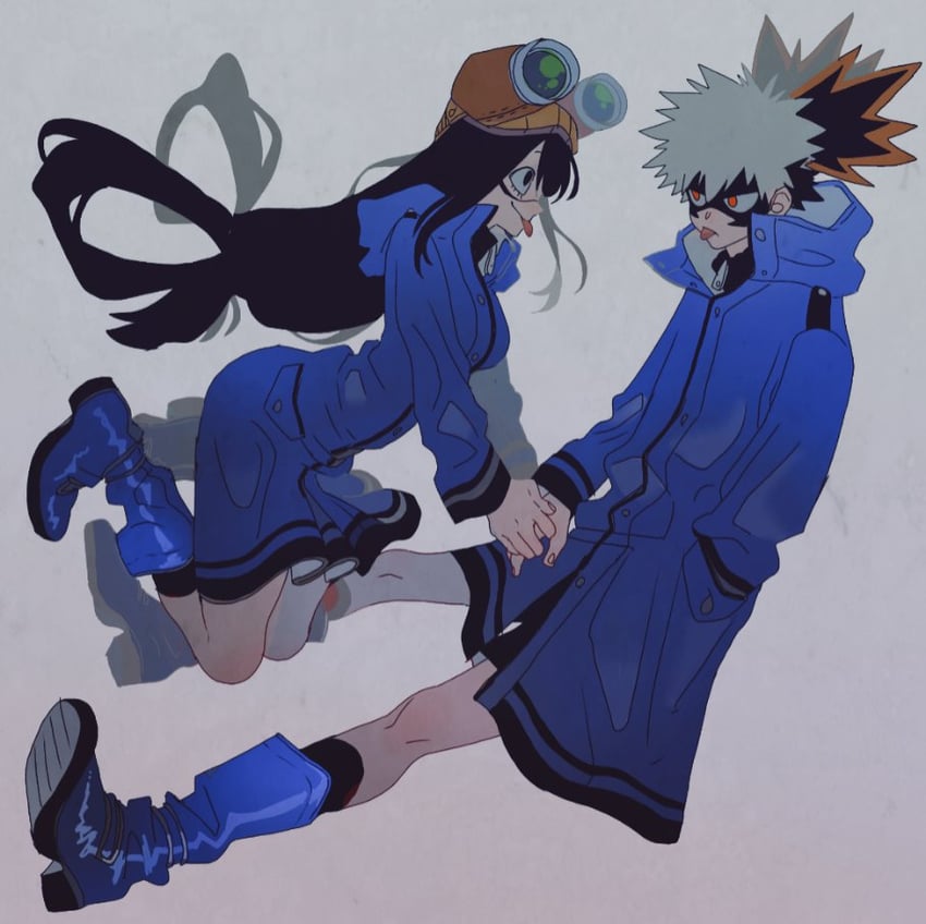 bakugou katsuki and asui tsuyu (boku no hero academia) drawn by eigoni