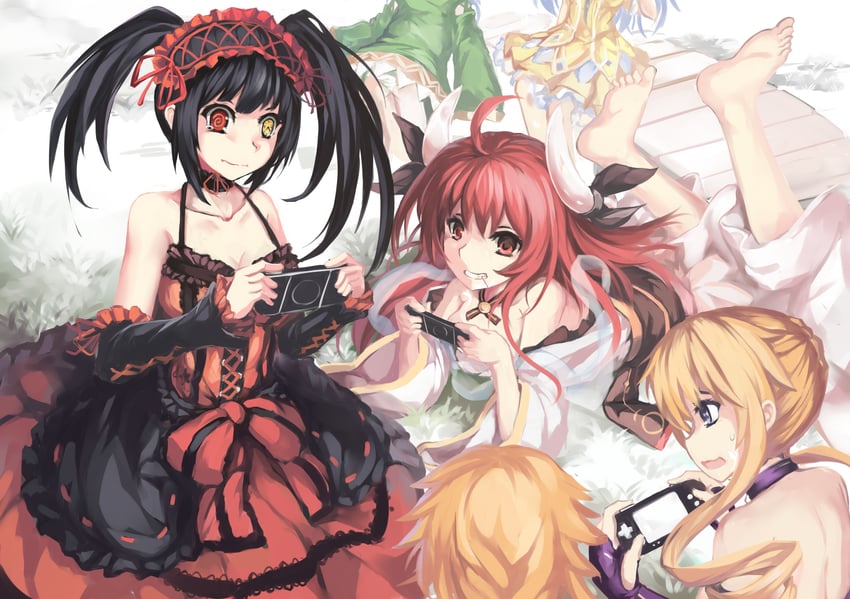 tokisaki kurumi, itsuka kotori, himekawa yoshino, izayoi miku, yamai kaguya, and 1 more (date a live) drawn by 463_jun